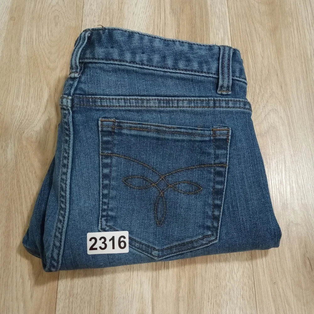 Chaps Denim Madden Straight Blue Jeans Womens Size 2P Petite Stretch Medium Wash